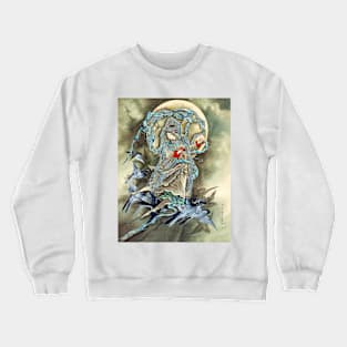 Woman Against a Full Moon Accompanied by Birds, Toshio Aoki 1890s Crewneck Sweatshirt